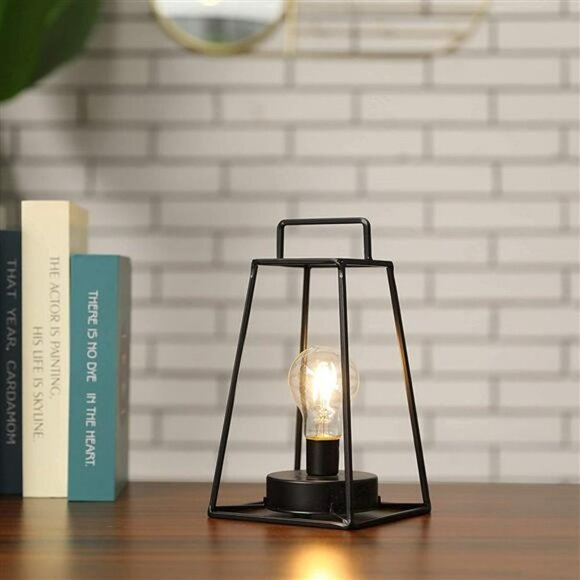 JHY DESIGN Retro Style Geometric Table Lamp 10''High Simple Iron Art Cordless - Picture 2 of 6